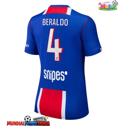 Camiseta Paris Saint-Germain Lucas Beraldo #4 Primera Equipación Replica 2026-27 para mujer mangas cortas